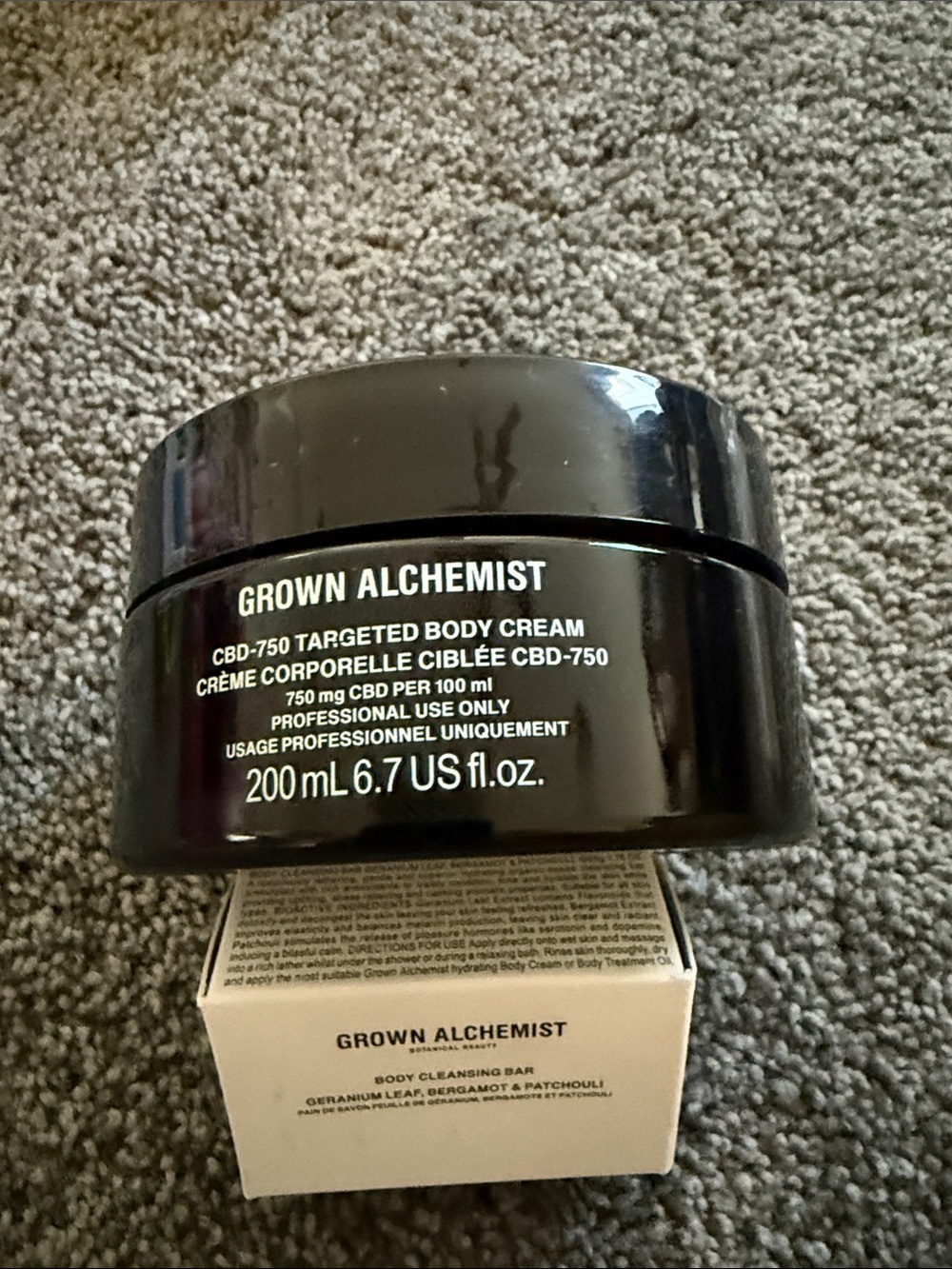 Grown Alchemist Black CBD-750 Targeted Body Cream Jar